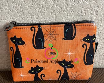Black Cats Pouch, Spooky Witchy Travel Organizer