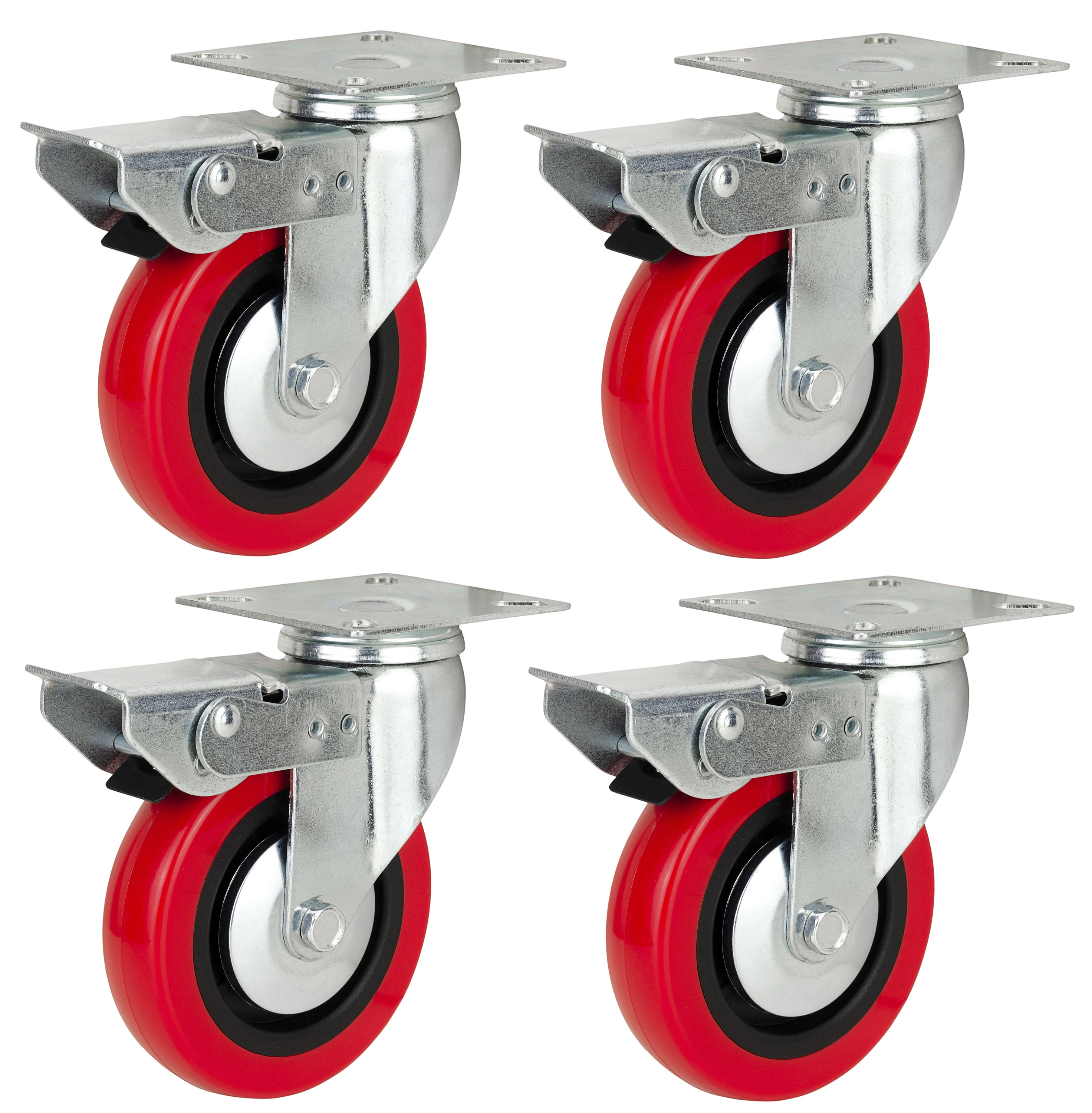4 X 100mm Heavy Duty Swivel Castors Casters Polyurethane Wheels ALL 4