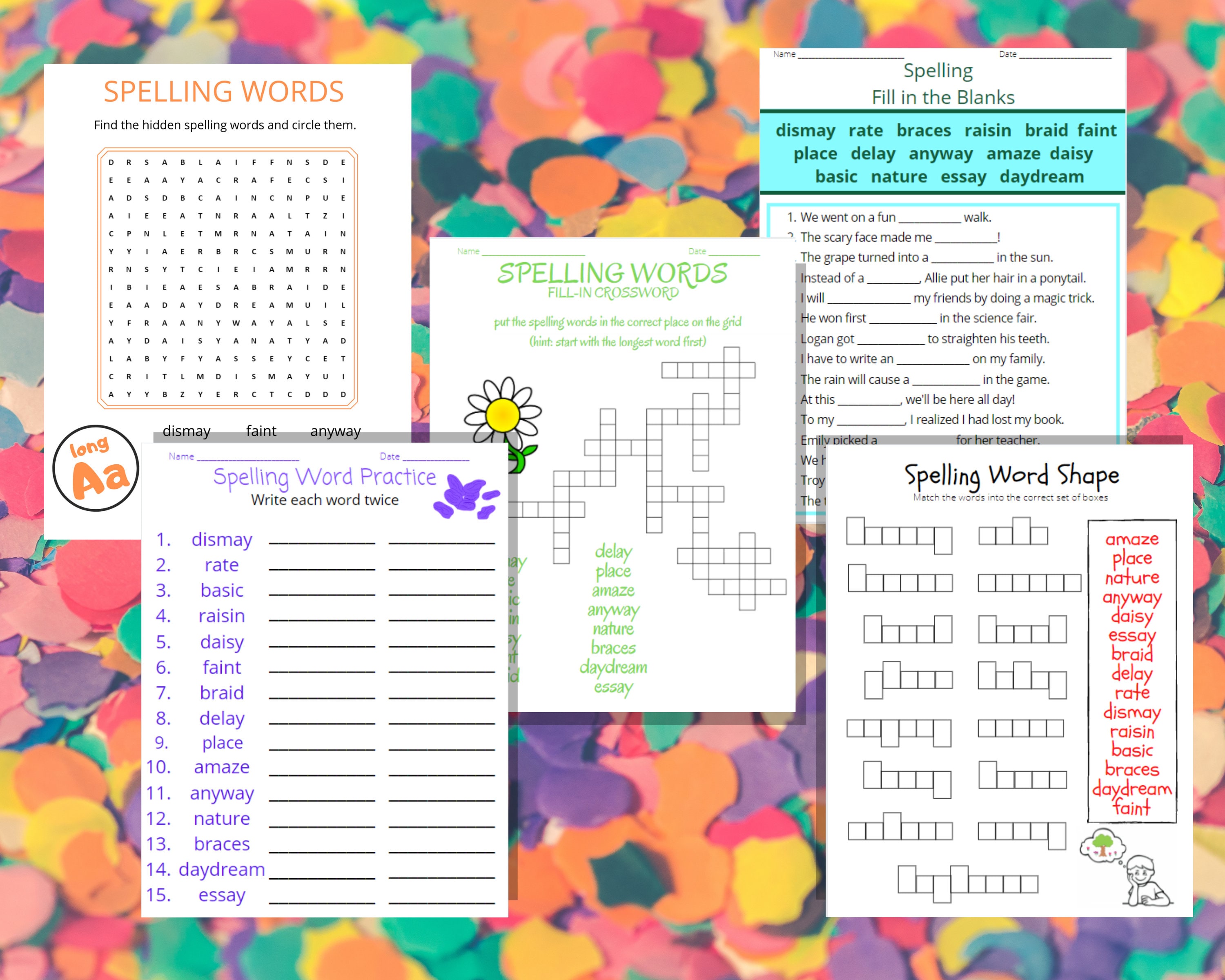 Spelling Practice Worksheets Group 1 | Etsy