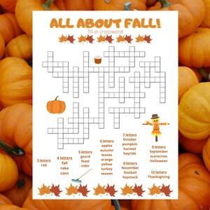 Fall Fill-In Crossword Puzzle