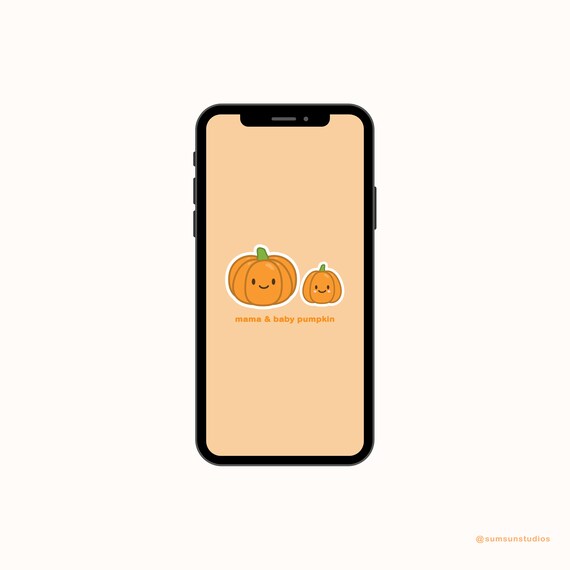 Kawaii Pumpkin Digital Phone Wallpaper Fall Digital Etsy