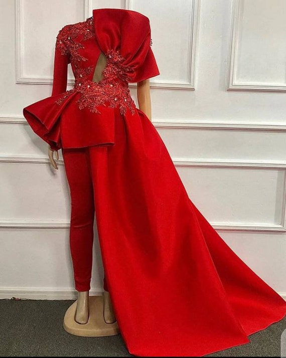 red prom jumpsuit