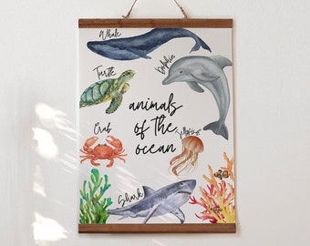 ocean animal print - ocean nursery prints - animal prints  kids wall art  kids bedroom decor children's wall art under the sea nursery