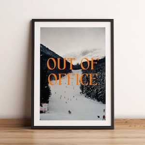 Out of Office Print - Trendige Office Prints - Trendy Retro Print - Vintage Reise Prints - Skiing Print - Vintage Winter Prints - A4 Print