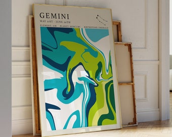Astrology Print - Gemini Print - Gemini Poster - Astrology Gifts - Zodiac Print - Zodiac Print - Gemini Zodiac Print - Gemini Wall Art - A4