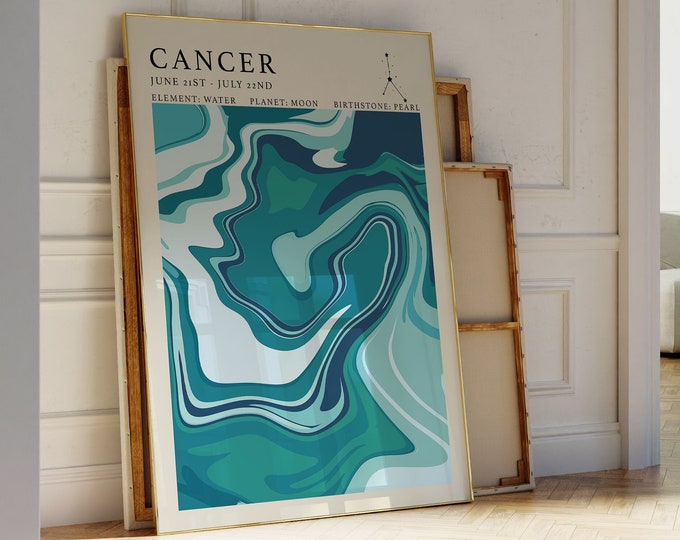 Astrology Print - Cancer Print - Cancer Poster - Astrology Gifts - Zodiac Print - Zodiac Print - Cancer Zodiac Print - Cancer Wall Art - A4