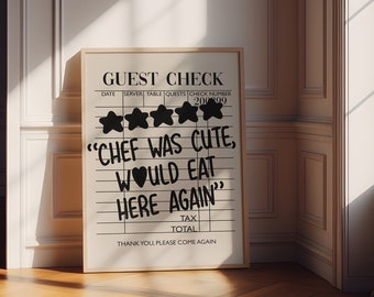 Chef was cute Print - Aesthetic Room decor - Guest Check Print - Trendy Print - Kitchen Poster - Kitchen Wall Art - Dining Room Wall Art