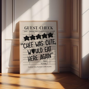 Chef was cute Print - Aesthetic Room decor - Guest Check Print - Trendy Print - Kitchen Poster - Kitchen Wall Art - Dining Room Wall Art