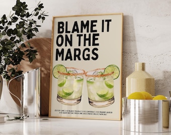Spicy Marg Print - Spicy Margarita Print - Cocktail Print - Recipe Print - Bar cart print - Bar Cart Decor Kitchen wall art Aesthetic Prints