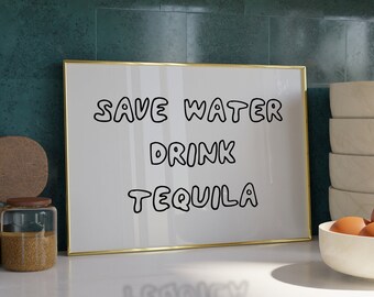 Tequila Print - Bar cart wall decor - Drinking Print - Bar cart accessories - Bar cart print - Kitchen wall art - Tequila Wall Art -A4 Print