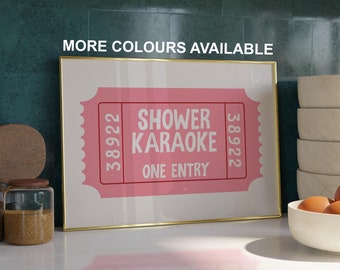 Shower Karaoke Print - Fun Bathroom Prints - Trendy Bathroom Decor - Girly Bathroom Prints - Pink Bathroom Decor - Shower Karaoke Ticket