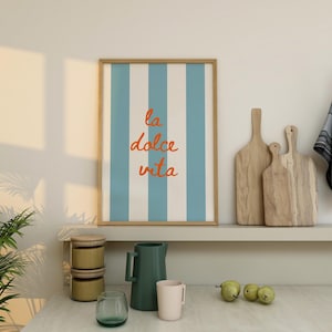 La Dolce Vita Print - Italy Print - La dolce vita poster - Italy travel print - Italian summer print - trendy wall art - stripe wall art