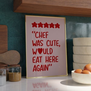 Chef era lindo Impresión - Impresiones de cocina de moda - Regalos para chef - Arte de pared para parejas - Arte de pared para cocina - Arte de pared para comedor Chef era lindo rosa