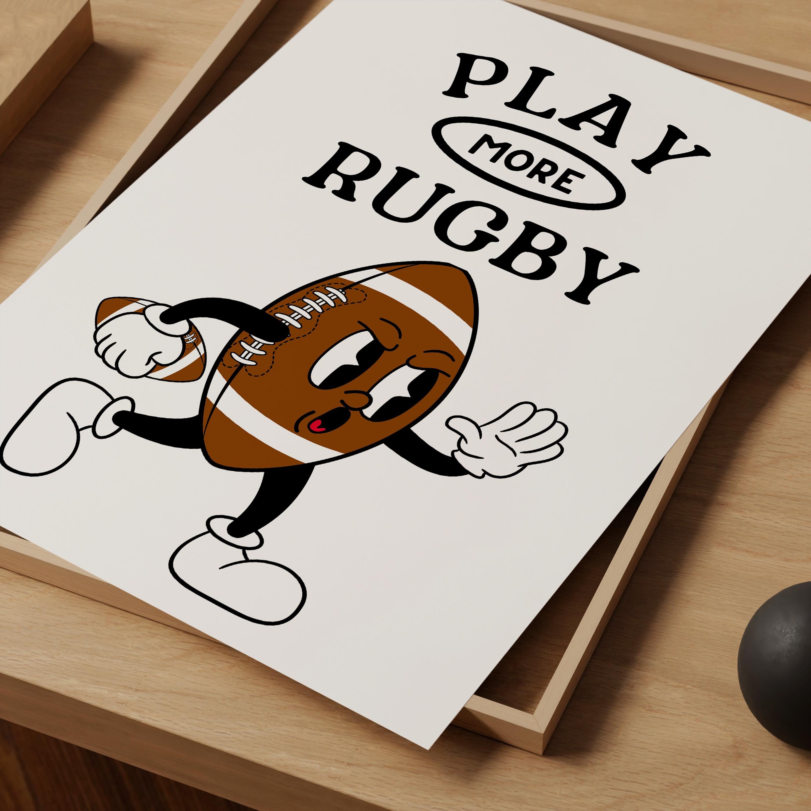 Simple Rugby Posters Play More Rugby Print - Rugby Poster - Retro Sports Print - Rugby Gifts ...