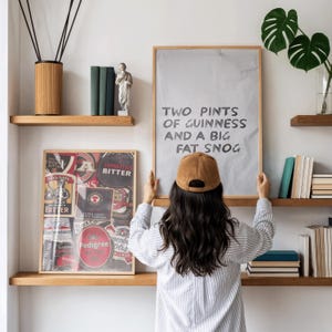 Two Pints Of Guinness And A Big Fat Snog Print - Guinness Print - Pint of Guinness Art - Minimalist Modern Art - Grungy Wall Art Hallway Art image 3