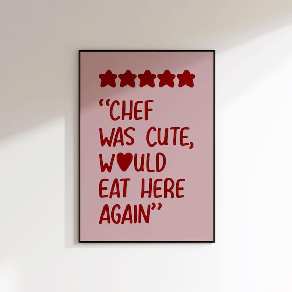 Chef was cute Print - Trendy Kitchen Prints - Gifts for Chef - Couple Wall Art - Kitchen Wall Art - Dining Room Wall Art Chef Was Cute Pink