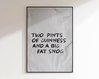 Impressão "Duas Pintas de Guinness e um Beijo Enorme" - Impressão Guinness - Arte de Pinta de Guinness - Arte Moderna Minimalista - Arte de Parede Descolada para Corredor