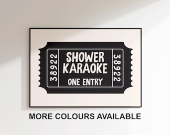 Shower Karaoke Print - Fun Bathroom Prints - Trendy Bathroom Decor - Girly Bathroom Prints - Pink Bathroom Decor - Shower Karaoke Ticket