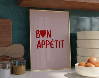 Bon Appetit Wall Art - Bon Appetit Print - Kitchen Prints - Minimalist Print - Trendy Print - Kitchen Poster - Kitchen Wall Art - A4 Print