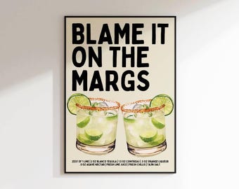 Pôster de Margarita Apimenta - Impressão de Coquetel - Impressões Divertidas para Cozinha - Presentes para Melhores Amigos - Impressão para Carrinho de Bar - Arte de Parede para Restaurante