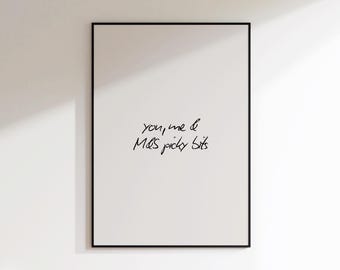 Quadro decorativo "M&S Picky Bits" - Presente divertido de aniversário - Arte de parede minimalista com tema de amor - Quadro com citação - Decoração moderna para cozinha - Decoração fofa para o Dia das Amigas
