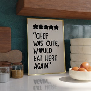 Chef era lindo Impresión - Impresiones de cocina de moda - Regalos para chef - Arte de pared para parejas - Arte de pared para cocina - Arte de pared para comedor Chef era lindo rosa