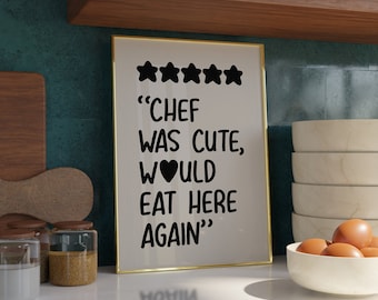 Chef was cute Print - Trendy Kitchen Prints - Gifts for Chef - Couple Wall Art - Kitchen Wall Art - Dining Room Wall Art Chef Was Cute Pink