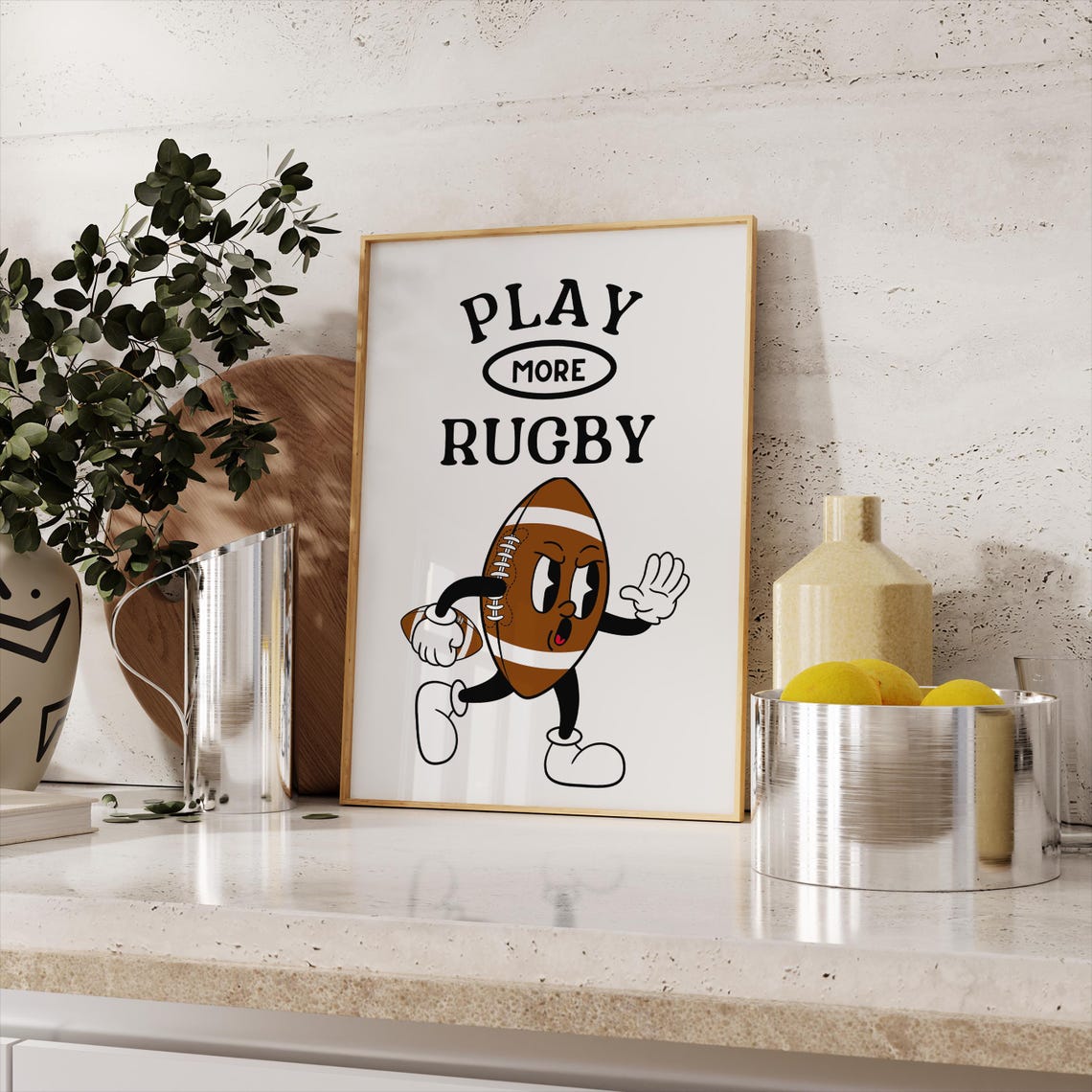 Play Rugby Poster Play More Rugby Print - Rugby Poster - Retro Sports Print - Rugby Gifts ...