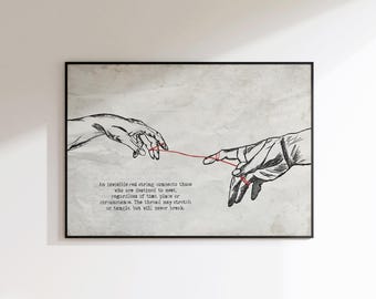 Impressão "Fio Vermelho do Destino" - Pôster da Teoria do Fio Vermelho - Impressão de Aniversário - Arte de Parede para Casais - Impressão de Paisagem para Quarto - Presente para Novo Casal