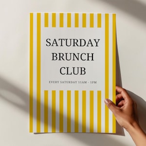 Sunday Brunch Club Print - Trendy Wall Art Print - Brunch Club Print - Bar Cart Print Brunch Wall Art Dining Room Wall Art Cocktail Wall Art