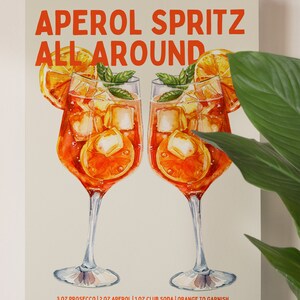 Aperol Spritz Print - Aperol spritz wall art - Cocktail Print Recipe Print Bar cart print Bar Cart Decor Kitchen wall art Aesthetic Prints image 7