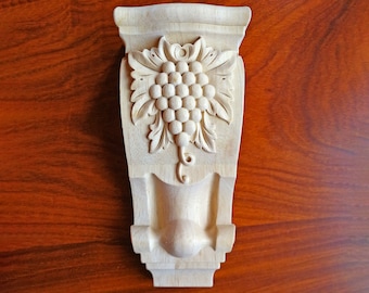 PAIR of Wood Carved Grape Corbels, 3-7/8"Wx2-3/8"Dx7-7/8"H, Unfinished