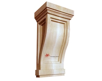 Wood Carved Recessed 7" & 10" High Mission Corbel, Unfinished, Single