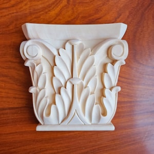 Traditional Leaf Carved Capital for Pilasters, Pilaster Cap, Single, Two Sizes Available