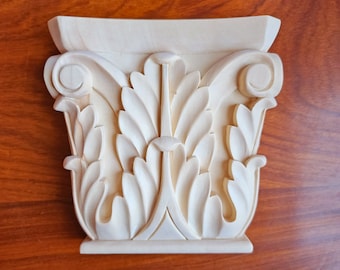 Traditional Leaf Carved Capital for Pilaster Column