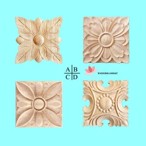 Wood Carved Square Rosette Applique- Section 2
