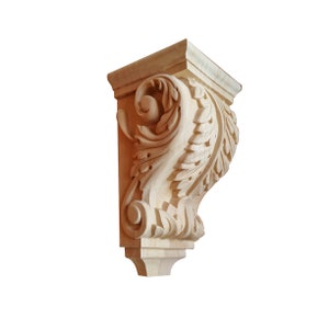 Wood Carved Acanthus Corbels, Available in 4-1/4" & 7" High