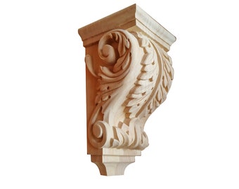 Wood Carved 4-1/4"H & 7"H Small Acanthus Corbel