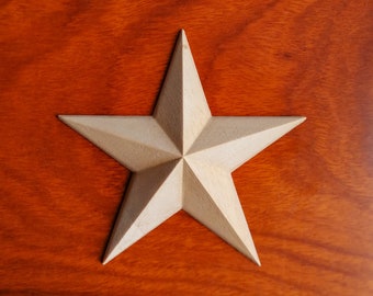 PAIR of Wood Carved Star Rosettes Appliques Onlay, From 1.5&quot; Dia to 7&quot; Dia