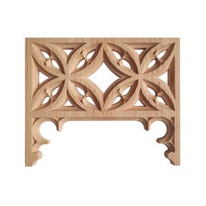 PNL-53 Gothic Style Wood Carved Screen Arch Panel for Furniture, Window and Wainscot, Available in 10" & 13" Wide, Single