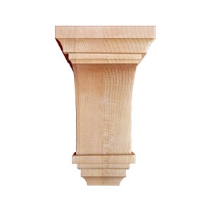 Simple Curved Contemporary Wood Carved Bracket Corbel, Availble from 6&quot; to 12&quot; High
