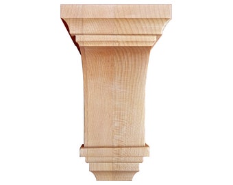Simple Curved Contemporary Wood Carved Bracket Corbel, Availble from 6" to 12" High