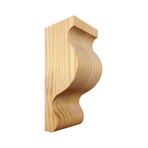 PAIR of Pine Wood Shelf Brackets, Fireplace Corbels, 3-3/4"Wx3-1/2"Dx9"H