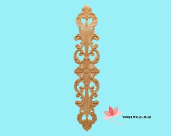 APLV-1026  Leaf Scroll With Rosette Carved Drop Wood Applique