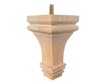 Par de pés quadrados entalhados para móveis, com tampo quadrado, disponíveis em larguras de 2-1/2" a 4".