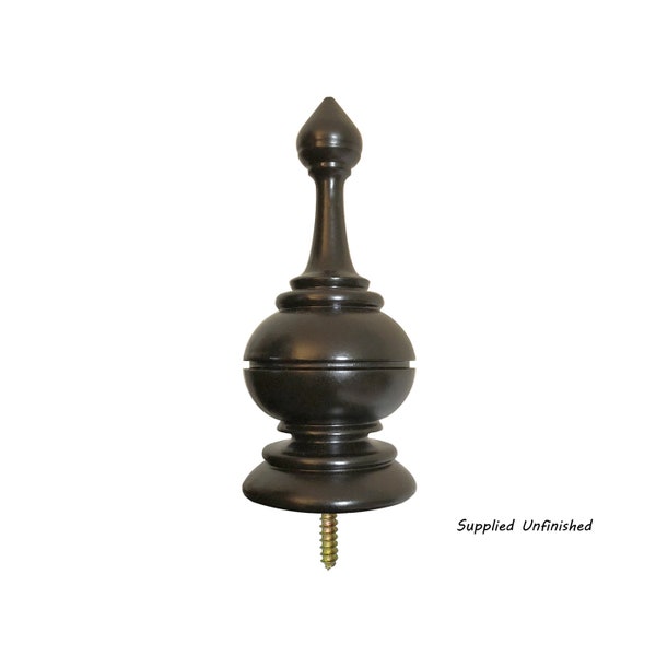 Pair of Unfinished Wood Turning Urn Finial for Curtain Rod, Bed Post and Furniture