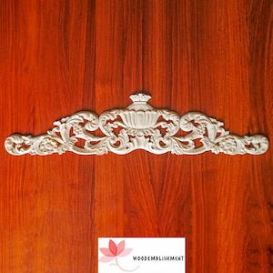 APLH-1010 Wood Carved Applique Floral Scroll Carved Cabinet and Furniture Applique