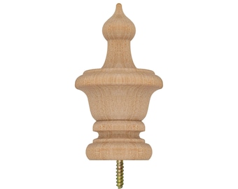 PAR de remates vintage de madera torneada de 5-1/4" de alto para barra de cortina, poste de cama y muebles