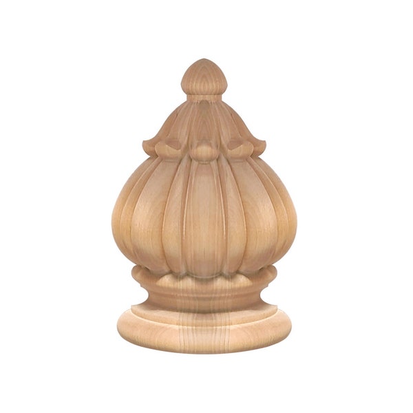 2PCS  Wood Carved Finial for Curtain Rod, Bed Post and Stair