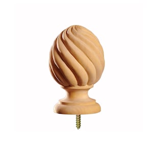 5-3/8&quot;High Ribbed Spiral Finial for Stair Post and Curtain Rod, Single, Unfinished